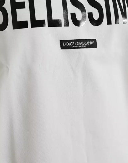 Dolce &amp; Gabbana Camiseta blanca con cuello redondo Bellissima de algodón