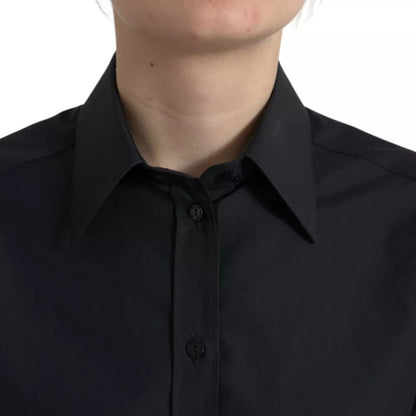 Camisa formal con cuello de algodón negro de Dolce &amp; Gabbana