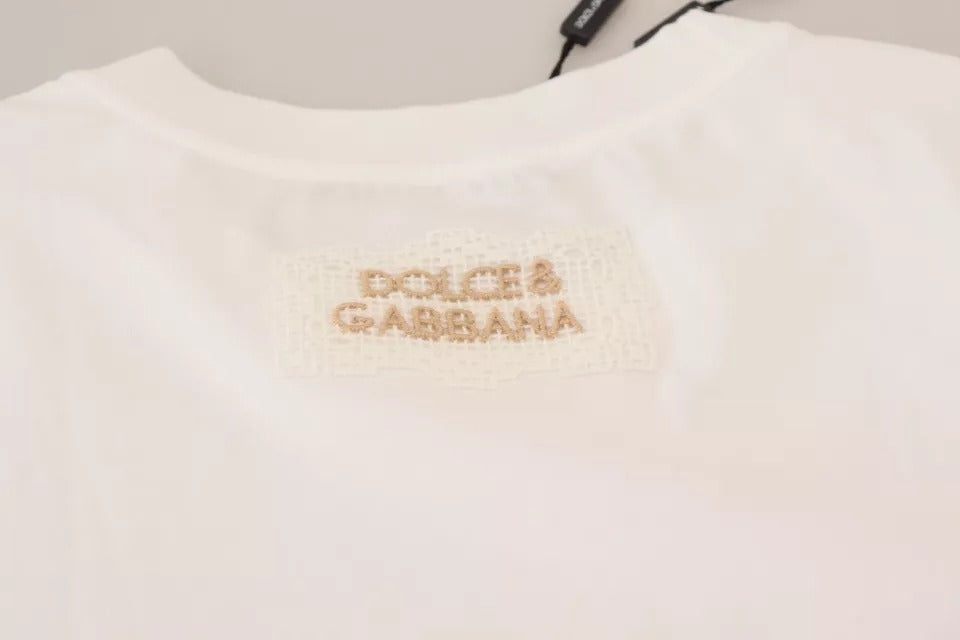 Top de manga corta con estampado blanco óptico de Dolce &amp; Gabbana