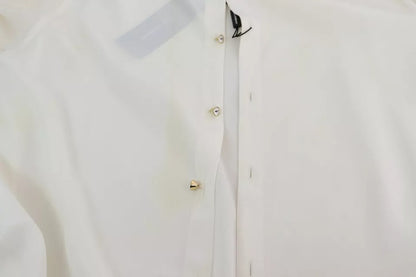 Blusa blanca Dolce &amp; Gabbana Camisa con cuello Ascot Top de seda