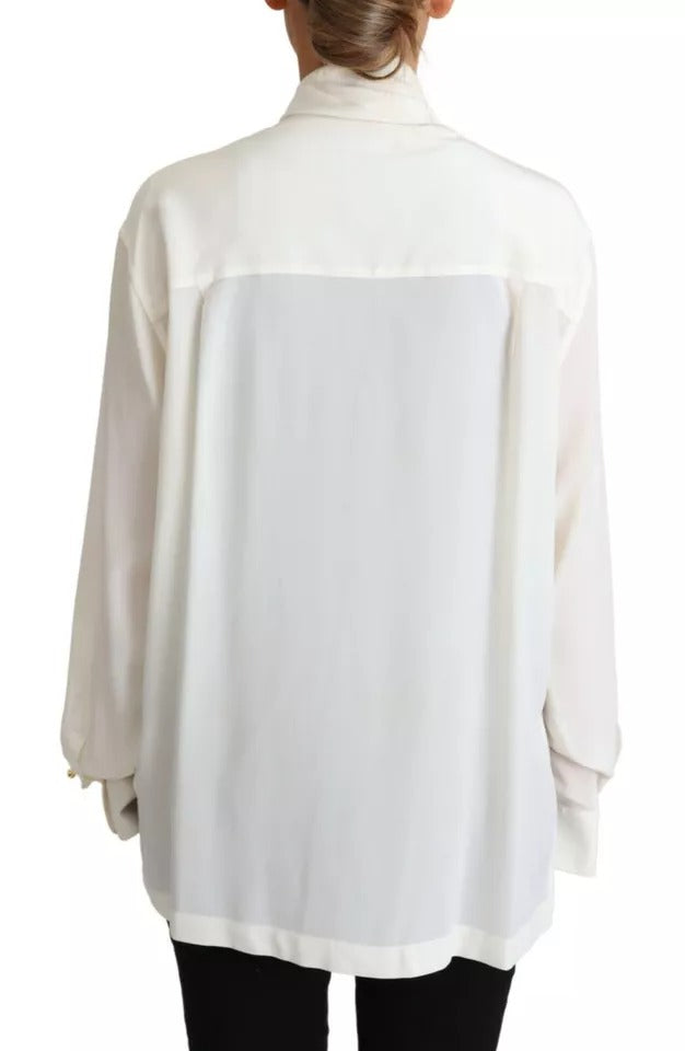 Blusa blanca Dolce &amp; Gabbana Camisa con cuello Ascot Top de seda