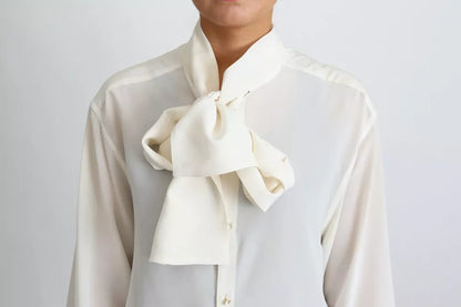 Blusa blanca Dolce &amp; Gabbana Camisa con cuello Ascot Top de seda