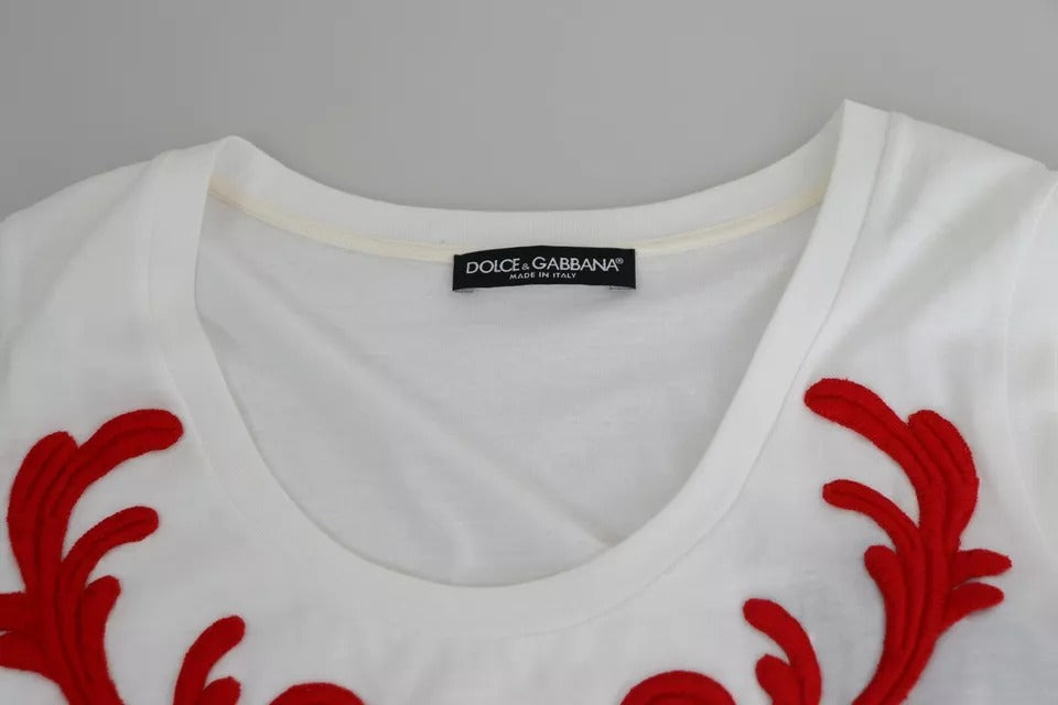 Camiseta sin mangas con apliques de corazón en algodón blanco de Dolce &amp; Gabbana