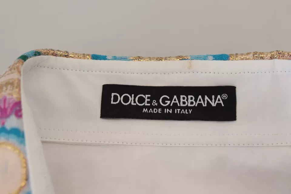 Blusa de manga larga de algodón jacquard con estampado floral blanco de Dolce &amp; Gabbana