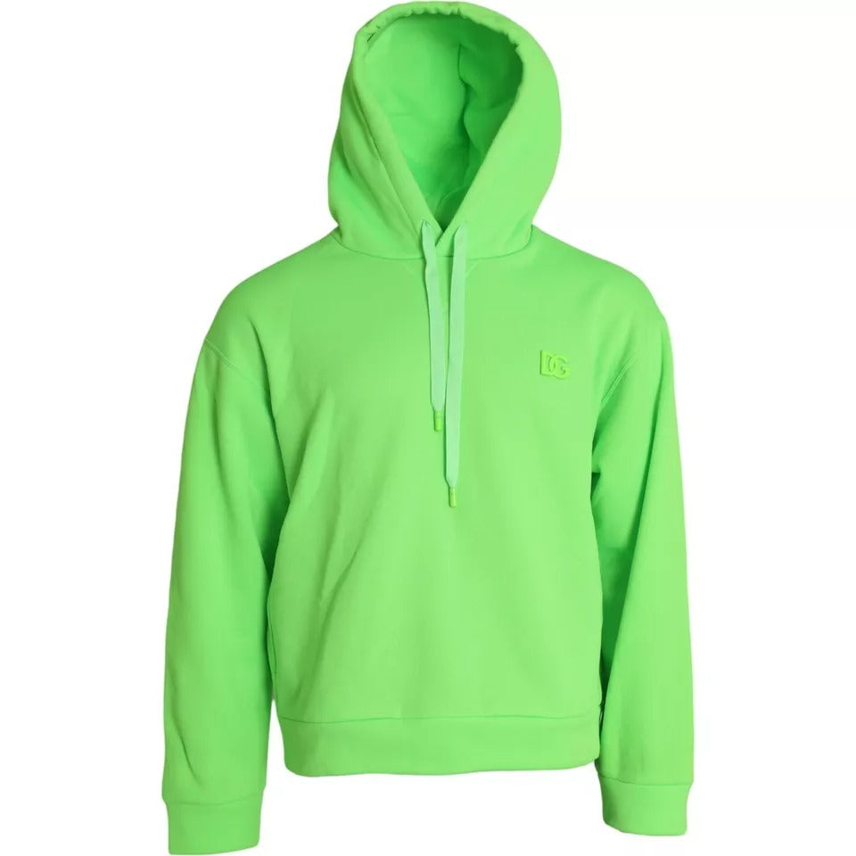 Dolce & Gabbana Neon Green Logo Pullover Hooded Sweatshirt Sweater