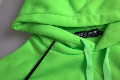 Dolce & Gabbana Neon Green Logo Pullover Hooded Sweatshirt Sweater