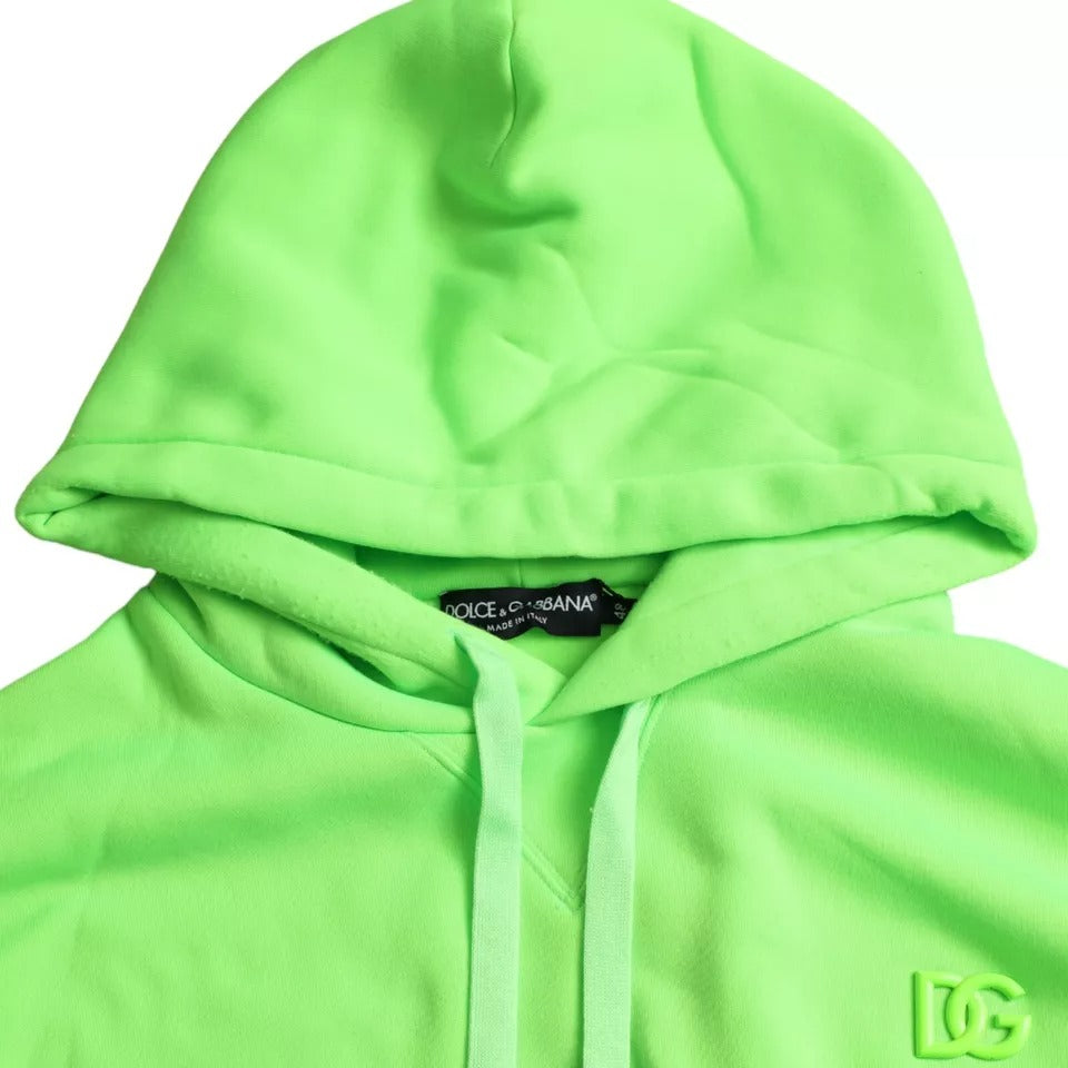 Dolce & Gabbana Neon Green Logo Pullover Hooded Sweatshirt Sweater