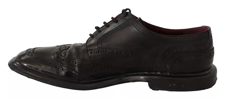 Zapatos de vestir Oxford con diseño brogue de cuero negro de Dolce &amp; Gabbana