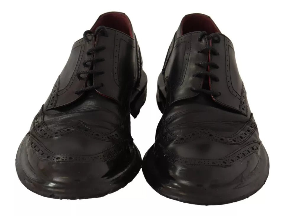 Zapatos de vestir Oxford con diseño brogue de cuero negro de Dolce &amp; Gabbana