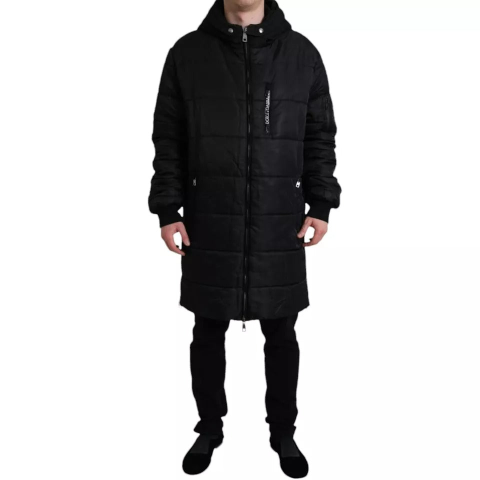 Parka de invierno con capucha de nailon negro de Dolce &amp; Gabbana