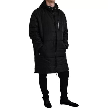 Parka de invierno con capucha de nailon negro de Dolce &amp; Gabbana