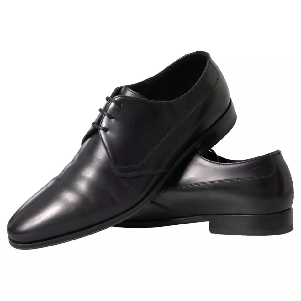 Zapatos de vestir formales Derby de cuero negro de Dolce &amp; Gabbana para hombre