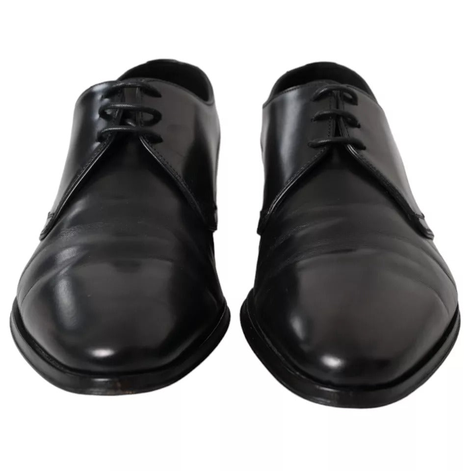 Zapatos de vestir formales Derby de cuero negro de Dolce &amp; Gabbana para hombre