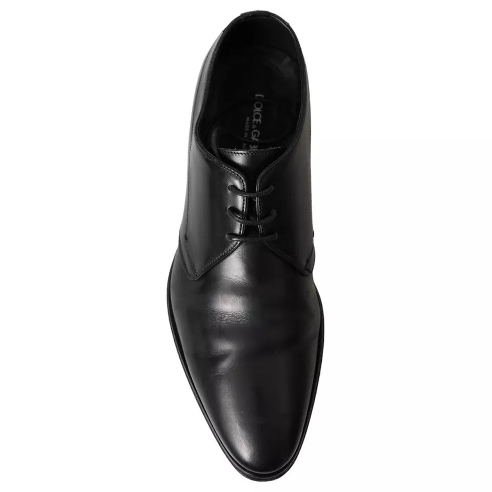 Zapatos de vestir formales Derby de cuero negro de Dolce &amp; Gabbana para hombre