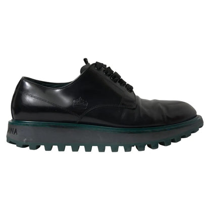 Zapatos de vestir formales Derby de cuero negro de Dolce &amp; Gabbana