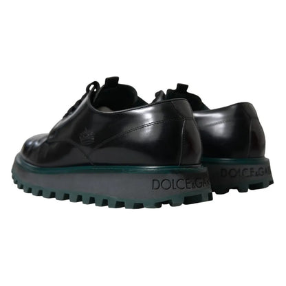 Zapatos de vestir formales Derby de cuero negro de Dolce &amp; Gabbana