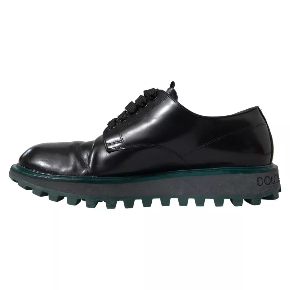 Zapatos de vestir formales Derby de cuero negro de Dolce &amp; Gabbana