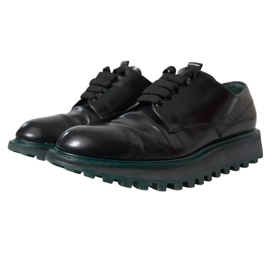 Zapatos de vestir formales Derby de cuero negro de Dolce &amp; Gabbana