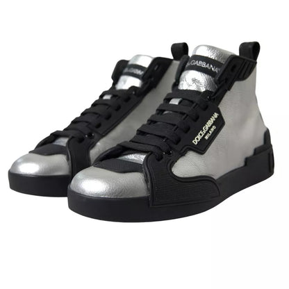 Zapatillas deportivas de caña media con logo plateado y negro de Dolce &amp; Gabbana para hombre