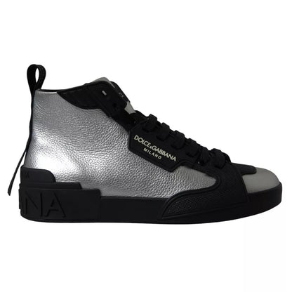 Zapatillas deportivas de caña media con logo plateado y negro de Dolce &amp; Gabbana para hombre