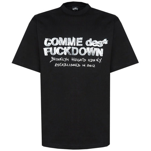 Camiseta de algodón negra Comme Des Fuckdown