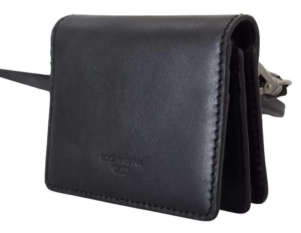 Cartera de mujer Dolce &amp; Gabbana de piel negra con doble asa para el hombro