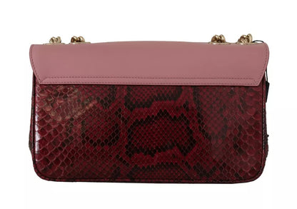 Bolso de piel LUCIA con cadena dorada y piel exótica rosa y roja de Dolce &amp; Gabbana