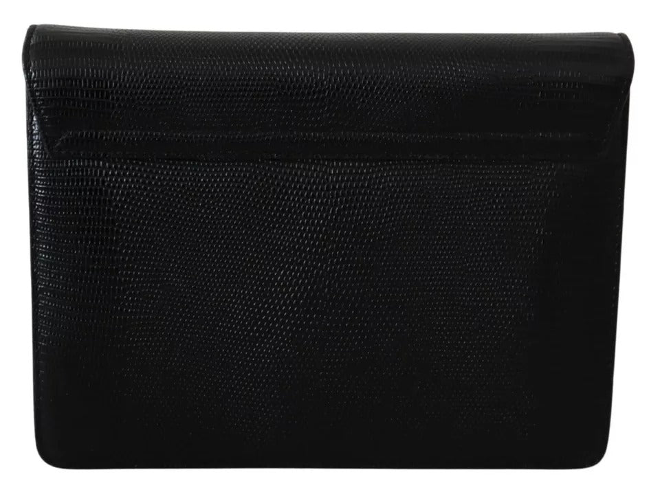 Cartera pequeña para mujer de metal dorado y cuero negro de Dolce &amp; Gabbana, cartera Lucia