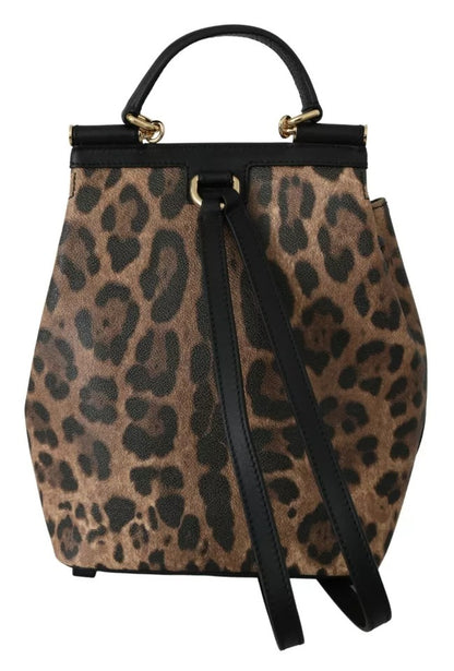 Mochila de piel de leopardo marrón Dolce &amp; Gabbana para mujer Bolso SICILY