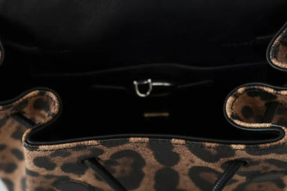 Mochila de piel de leopardo marrón Dolce &amp; Gabbana para mujer Bolso SICILY