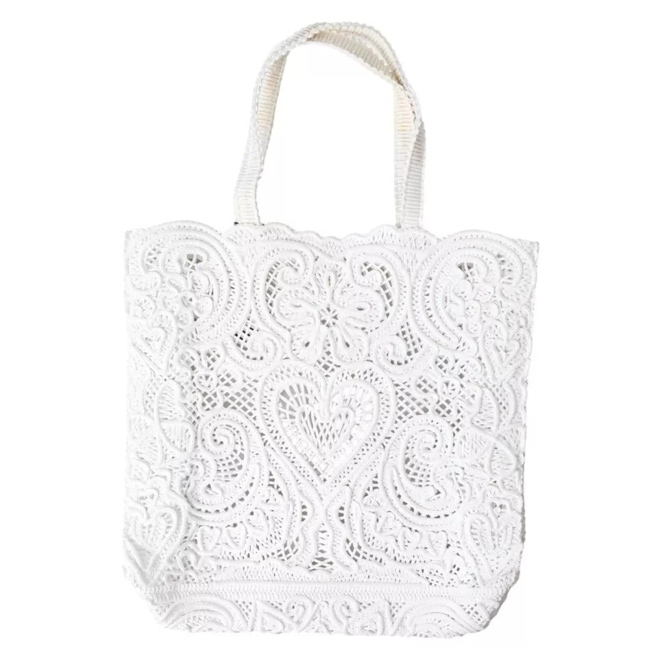 Bolso tote Beatrice de encaje blanco con cordón de Dolce &amp; Gabbana