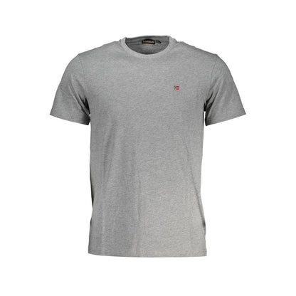 Camiseta de algodón gris con logotipo bordado de Napapijri