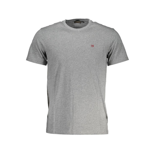 Camiseta de algodón gris con logotipo bordado de Napapijri