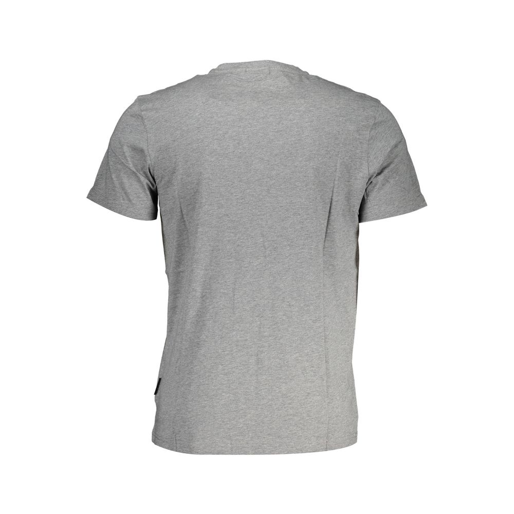 Camiseta de algodón gris con logotipo bordado de Napapijri