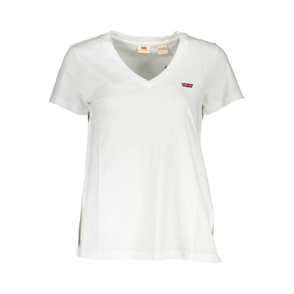 Camiseta elegante con cuello en V y logotipo de Levi's en color blanco