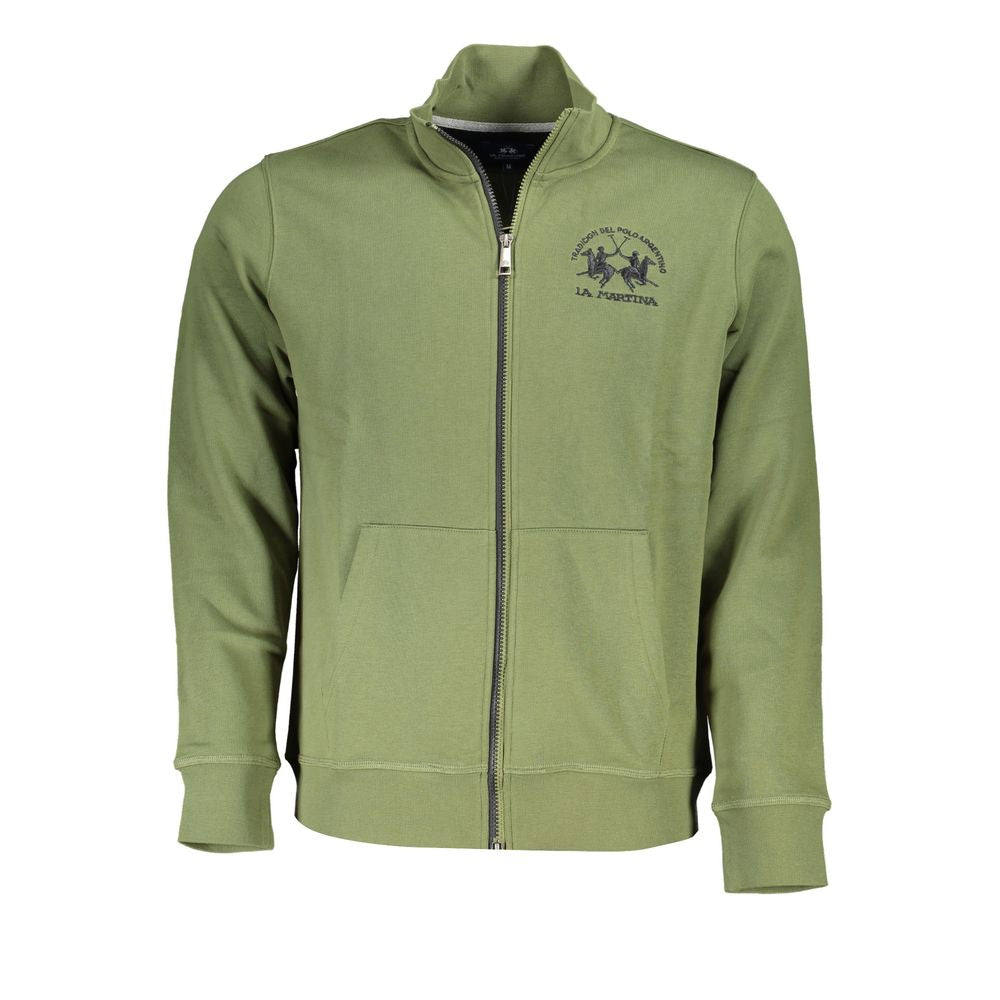 Sudadera polar clásica con cremallera verde La Martina