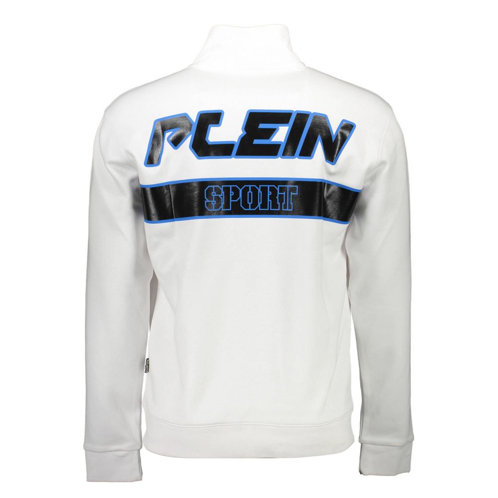 Sudadera elegante blanca con cremallera y detalles en contraste de Plein Sport