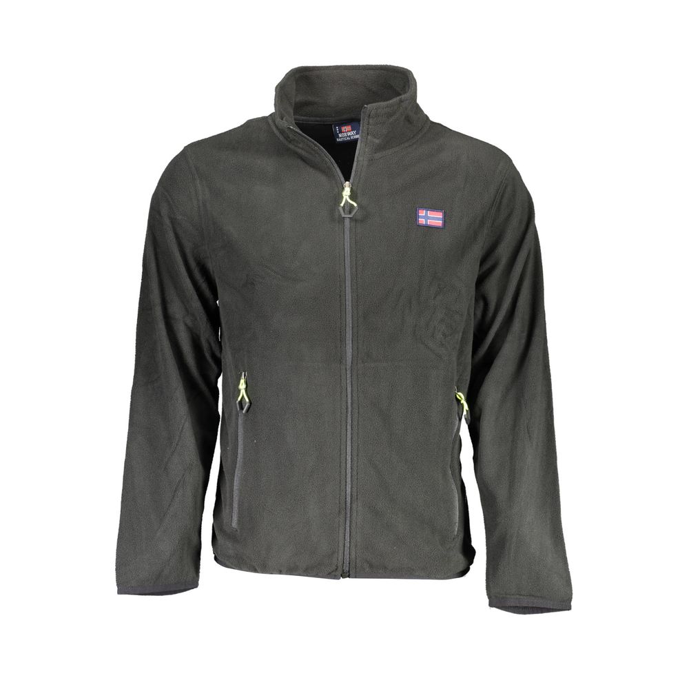 Suéter elegante negro con cremallera y detalle de logotipo de Noruega 1963