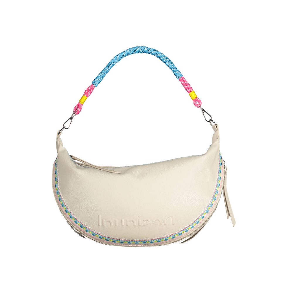 Bolso de mano extensible con bordados blancos Desigual Chic