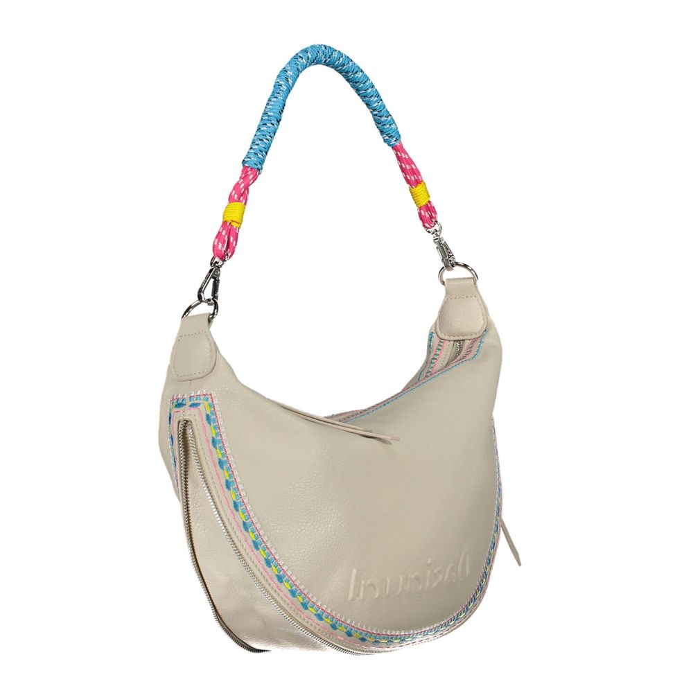 Bolso de mano extensible con bordados blancos Desigual Chic