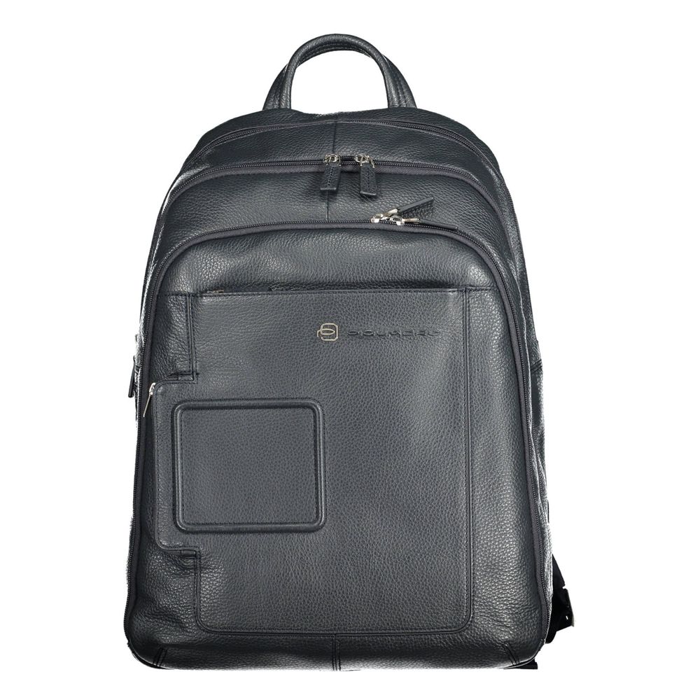 Mochila elegante de piel azul Piquadro con compartimento para portátil