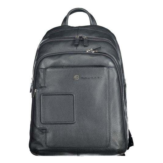 Mochila elegante de piel azul Piquadro con compartimento para portátil