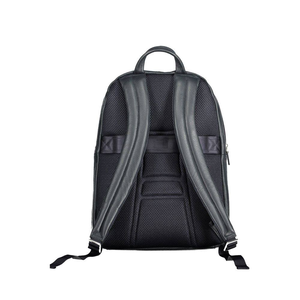 Mochila elegante de piel azul Piquadro con compartimento para portátil