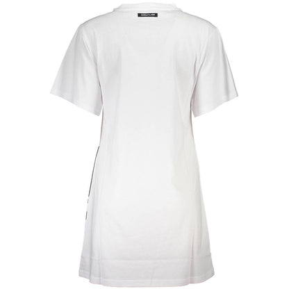 Vestido elegante de algodón blanco con estampado de diseñador de Cavalli Class