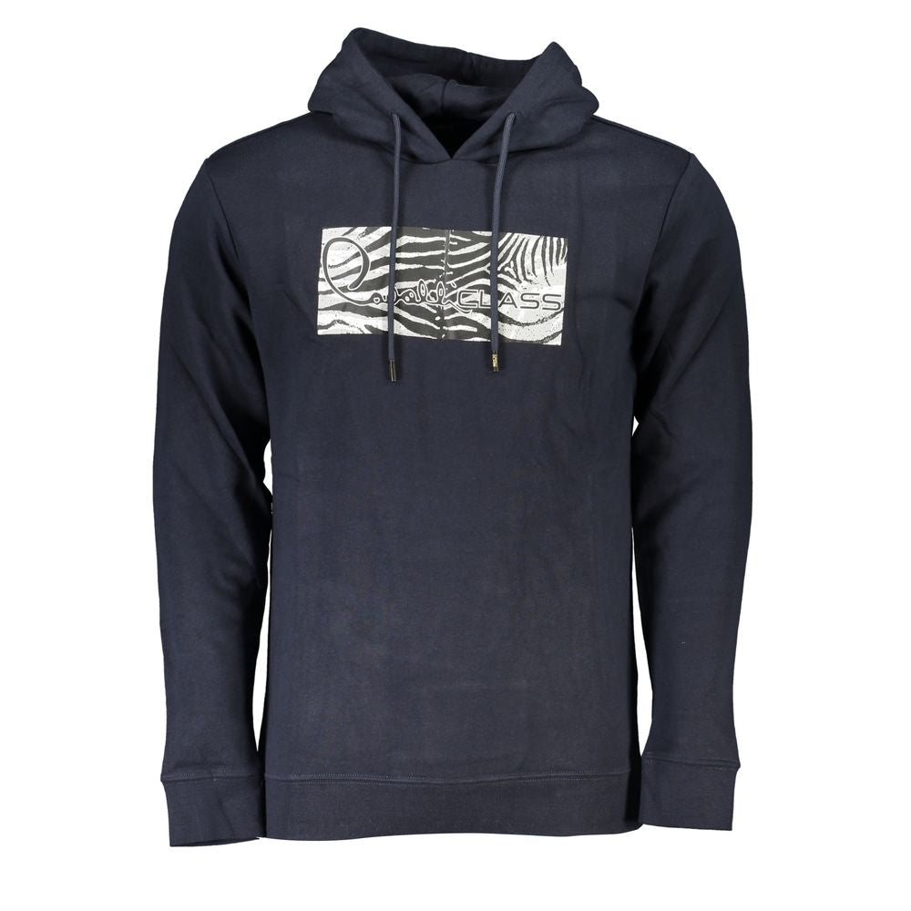 Sudadera con capucha elegante azul Cavalli Class: cómoda y elegante