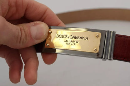 Cinturón de piel marrón con hebilla de metal grabada en dorado de Dolce &amp; Gabbana