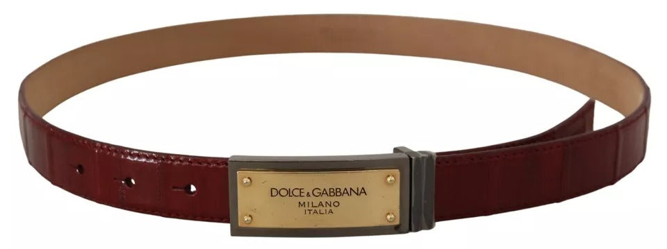 Cinturón de piel marrón con hebilla de metal grabada en dorado de Dolce &amp; Gabbana