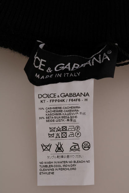 Pantalones elegantes de seda y cachemira negra elástica de Dolce &amp; Gabbana