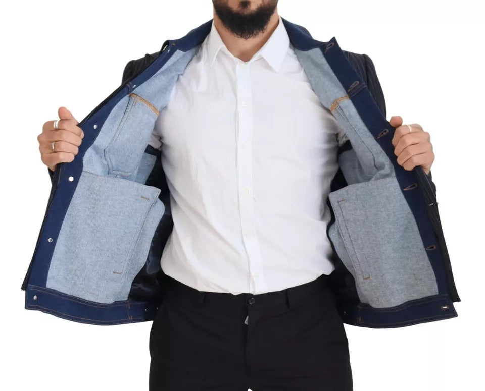 Blazer vaquero cruzado con rayas azules de Dolce &amp; Gabbana