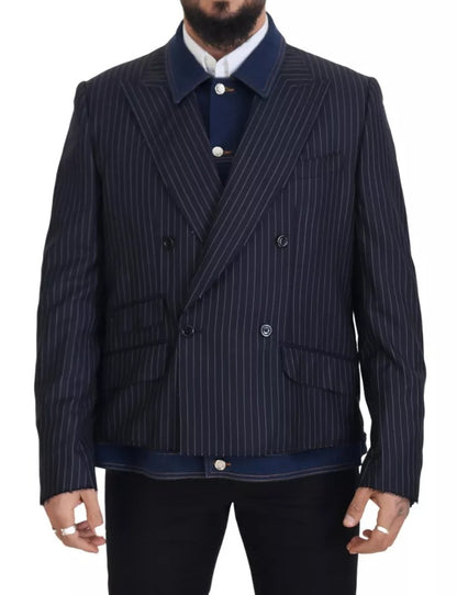 Blazer vaquero cruzado con rayas azules de Dolce &amp; Gabbana